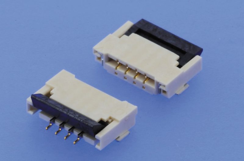 SMT ZIF connector has a folding lock to keep a low profile