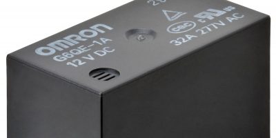 Small PCB power relay has high switching capacity of 32A