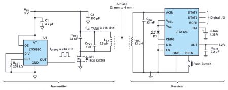 Wireless Li-Ion Charger Solution for Wearable Devices Includes Integrated Step-Down DC-to-DC Converter, Weartech Design