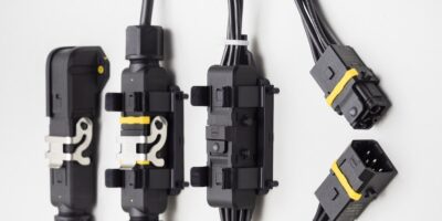 Rectangular connectors provide an Ethernet interface