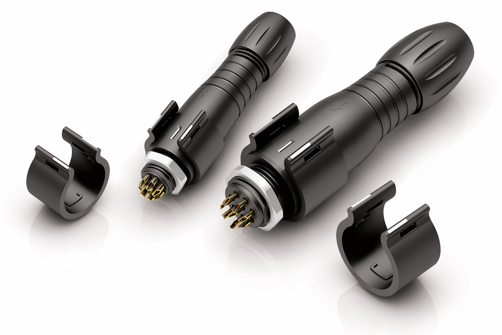 Locking clips add security for 620 and 720 series circular connectors