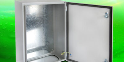 Solid door steel enclosures guard against water and dust