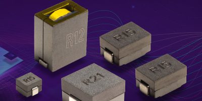 Five shielded power bead inductors have low DC resistance
