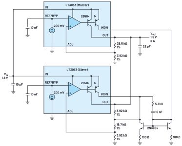 Paralleling very low dropout linear regulators for increased output current and even heat distribution, Softei.com - Global Electronics Industry News