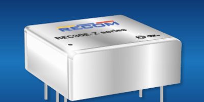Recom packs wide-input 30W DC/DC into 1.0 x 1.0 inch package
