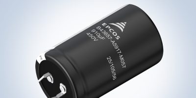 Compact snap-in capacitor series covers 450 to 475V DC