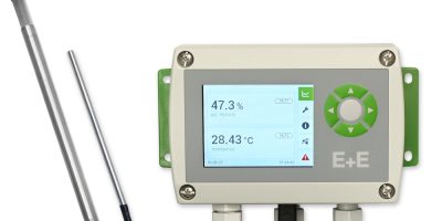 Humidity and temperature sensor has colour display and probe options